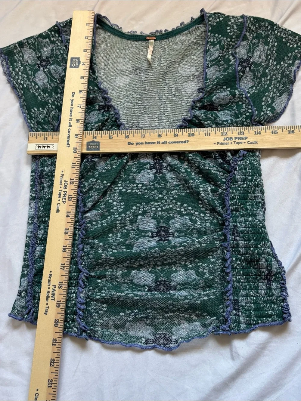 Free People 100% Cotton Green and Blue Crop Top